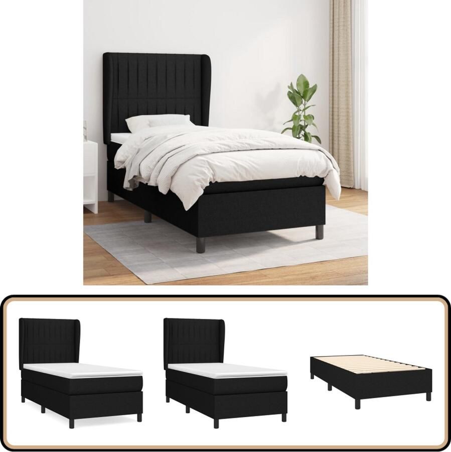 VidaXL Boxspring Zwart 90x200 cm Inclusief Matras Boxspringbed Boxspring Slaapkamerinrichting Tweepersoonsbed Bed Frame
