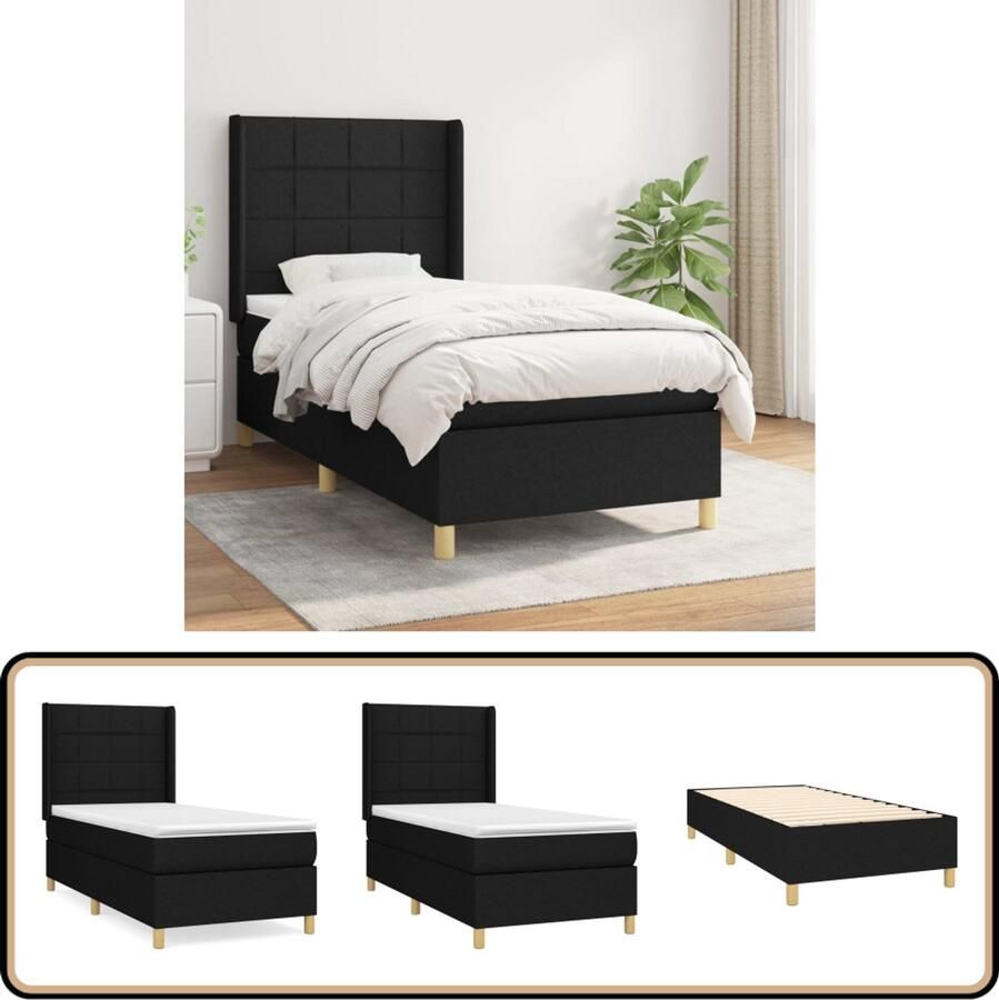 VidaXL Boxspring Zwart Inclusief Matras 80x200 cm Boxspring Bed Slaapcomfort Boxspring Tweepersoonsbed Zitzakken