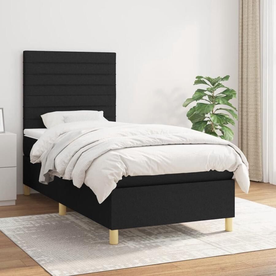VidaXL Boxspring Zwart Inclusief Matras 80x200 cm Boxspringbed Pocketvering Boxspring Tweepersoonsbed Zware Boxspring Hard Matras Medium Firm Mattress Adjustable Headboard Black Bed Frame - Foto 2