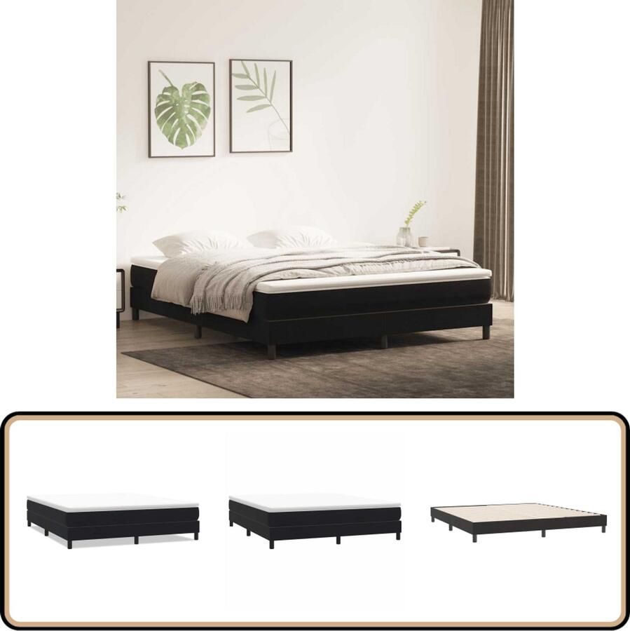 VidaXL Boxspringbed 180x220 cm Fluweel Zwart Boxspringbed Tweepersoonsbed Slaapcomfort Fluweel Bed Zwart Bed Modern Bed Klassiek Bed Hoofdbord Bedframe Slaapkamerstijl