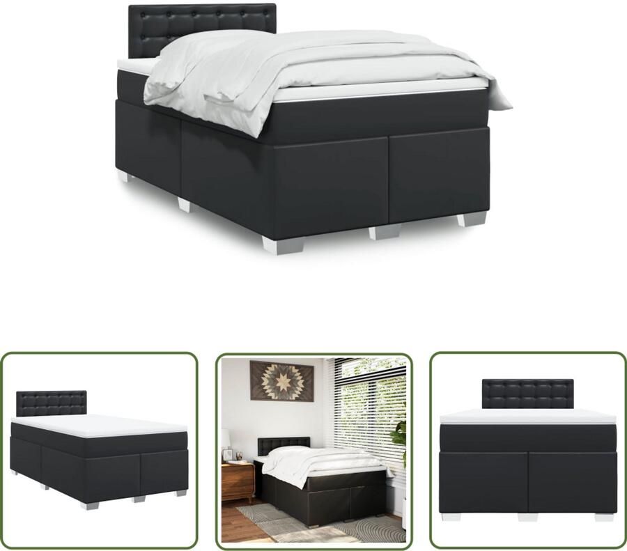 VidaXL Boxspring met matras kunstleer zwart 120x190 cm Boxspring Boxspringbed Kunstleder Bed Zwarte Boxspring Tweepersoons Bed