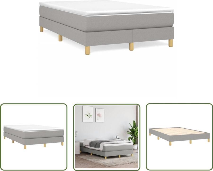 VidaXL Boxspringbed Boxspring met matras stof lichtgrijs 120x190 cm Slaapcomfort Matras Pocketveer
