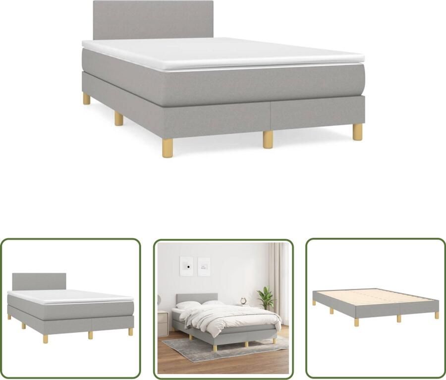 VidaXL Boxspringbed Boxspring met matras stof lichtgrijs 120x190 cm Slaapcomfort Matras Pockethaven