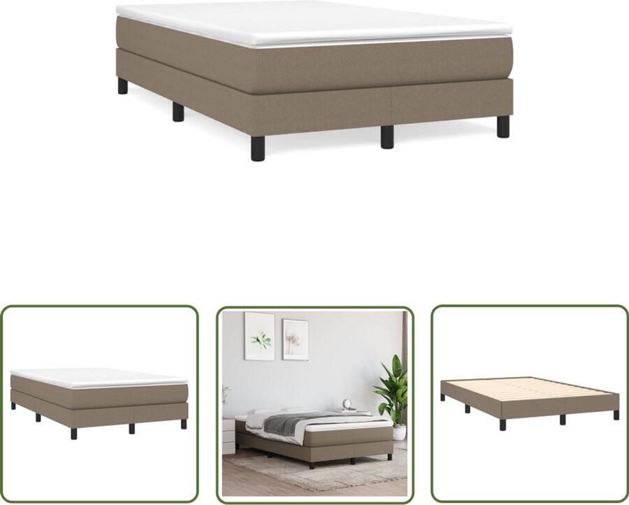 VidaXL Boxspring met matras stof taupe 120x190 cm Boxspring Boxspringbed Slaapcomfort Taupecleur Tweepersoonsbed - Foto 3