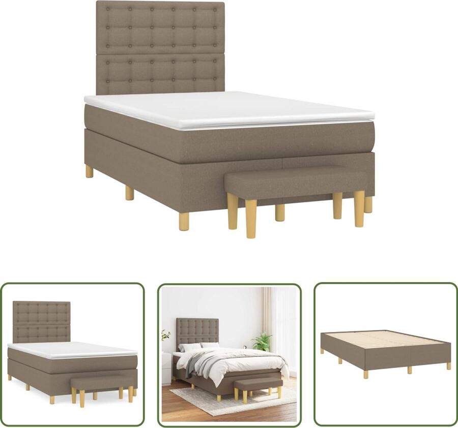 VidaXL Boxspring met matras stof taupe 120x190 cm Boxspring Boxspringbed Slaapcomfort Taupecleur Tweepersoonsbed