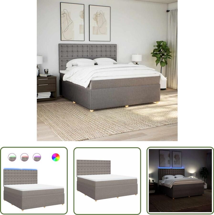 VidaXL Boxspringbed Boxspring met matras stof taupe 180x200 cm Slaapcomfort Matras Pocketveringmatras