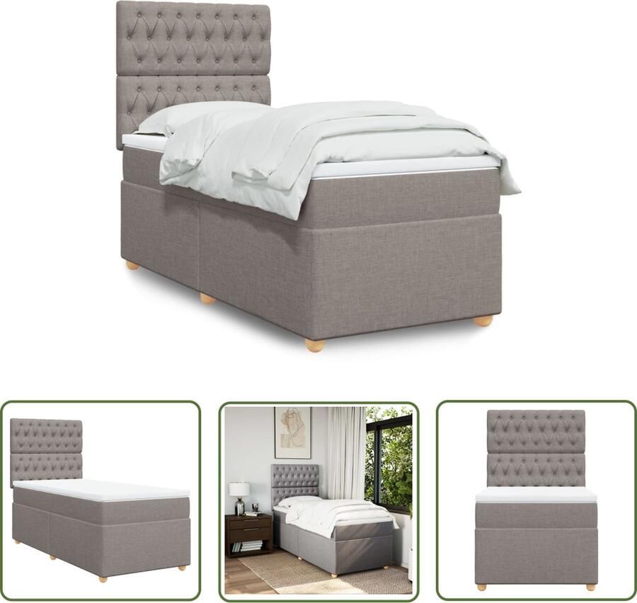 The Living Store Boxspringbed Pocketveringmatras In hoogte verstelbaar hoofdbord Comfortabele matrastopper Lattenbodem 90 x 190 cm Boxspring Boxspringbed Pocketveringmatras Slaapcomfort Adjustable Headboard