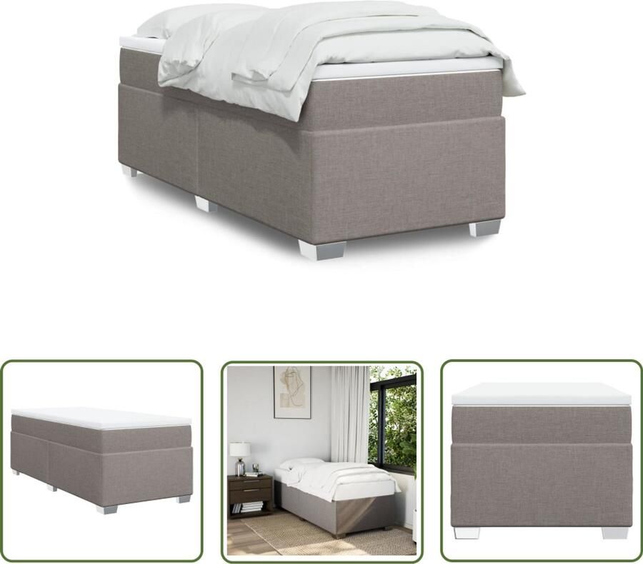 VidaXL Boxspringbed Boxspring met matras stof taupe 90x190 cm Slaapcomfort Taupe Kleur Stoffen Bed