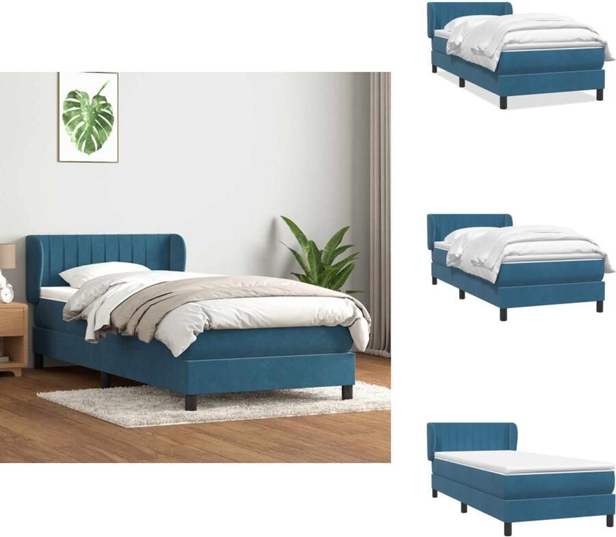 VidaXL Boxspringbed Boxspringbedden Bed Slaapkamermeubels Boxspring met matras fluweel donkerblauw 80x210 cm