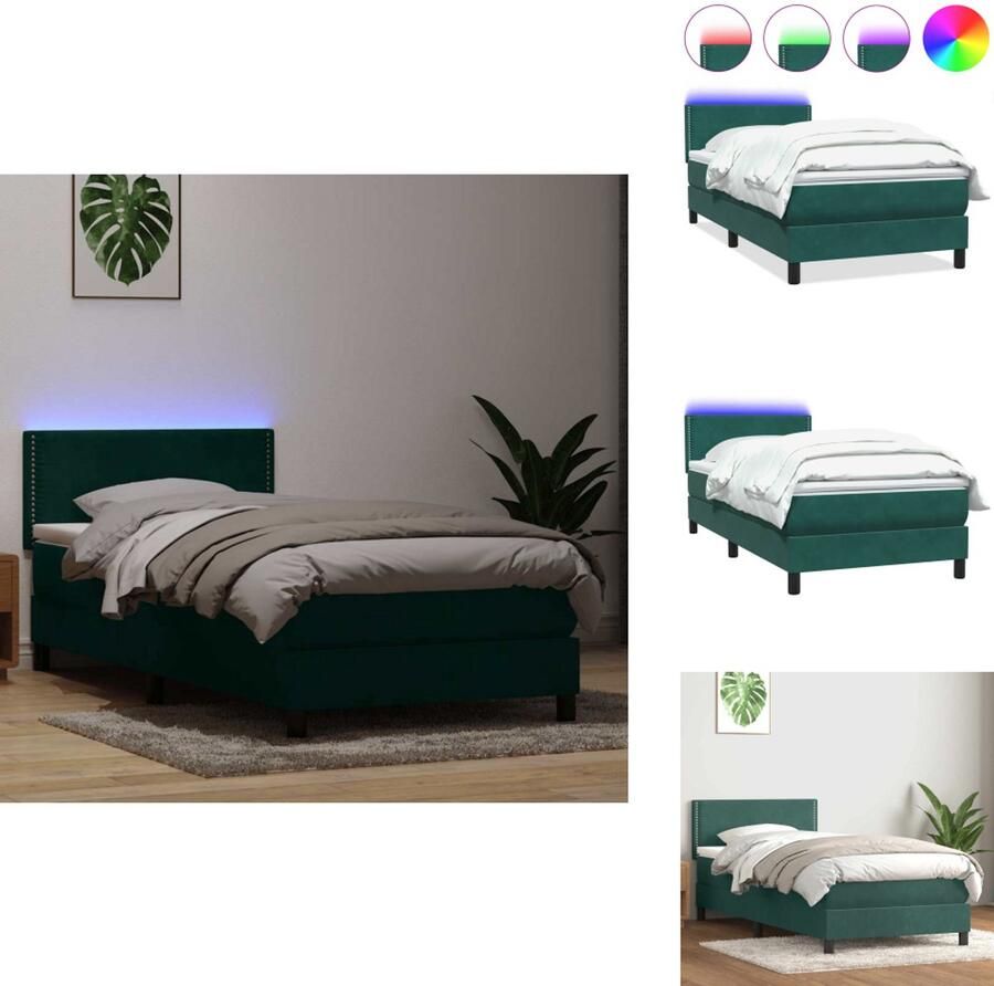 VidaXL Boxspringbed Boxspringbedden Bed Slaapkamermeubels Boxspring met matras fluweel donkergroen 80x210 cm