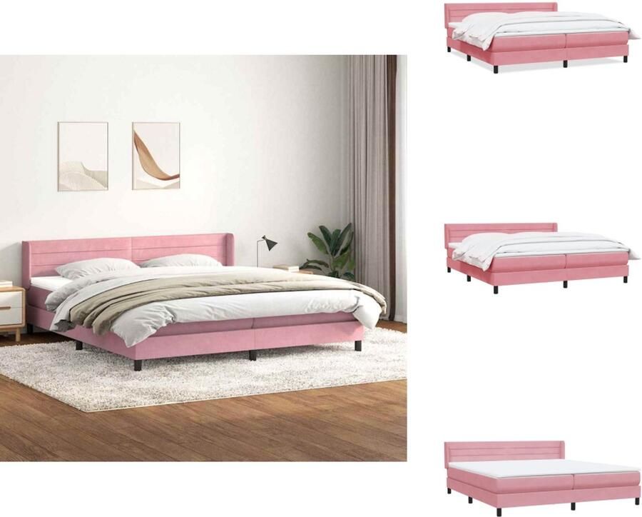 VidaXL Boxspringbed Boxspringbedden -bed Slaapkamermeubels Boxspring met matras fluweel roze 180x220 cm