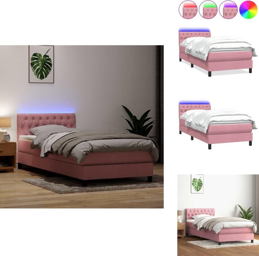 VidaXL Boxspringbed Boxspringbedden Bed Slaapkamermeubels Boxspring met matras fluweel roze 80x220 cm