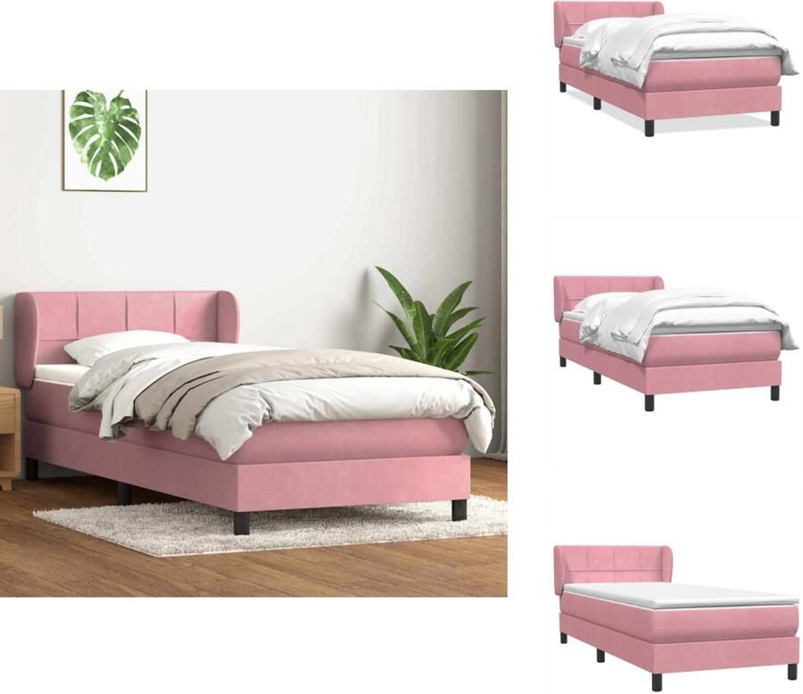VidaXL Boxspringbed Boxspringbedden Bed Slaapkamermeubels Boxspring met matras fluweel roze 80x220 cm