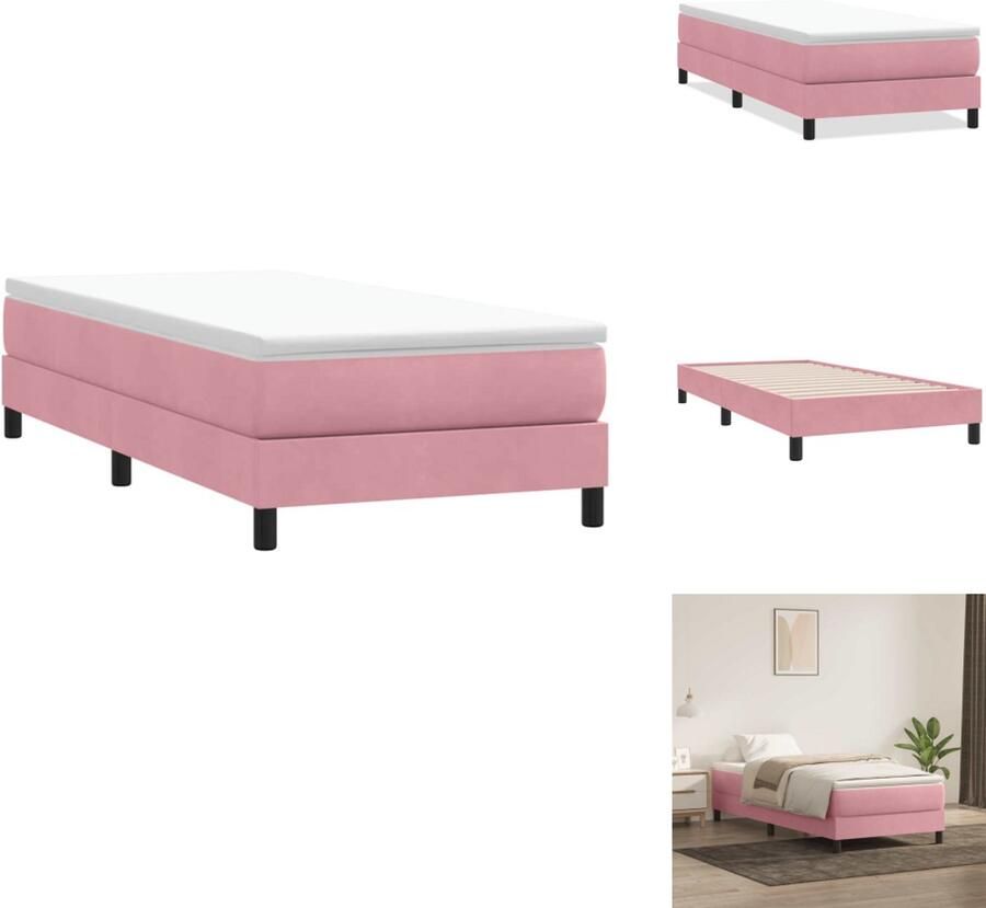VidaXL Boxspringbed Boxspringbedden -bed Slaapkamermeubels Boxspring zonder matras fluweel roze 80x210 cm