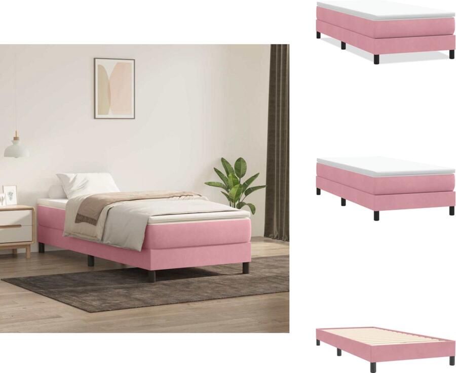 VidaXL Boxspringbed Boxspringbedden -bed Slaapkamermeubels Boxspring zonder matras fluweel roze 100x220 cm