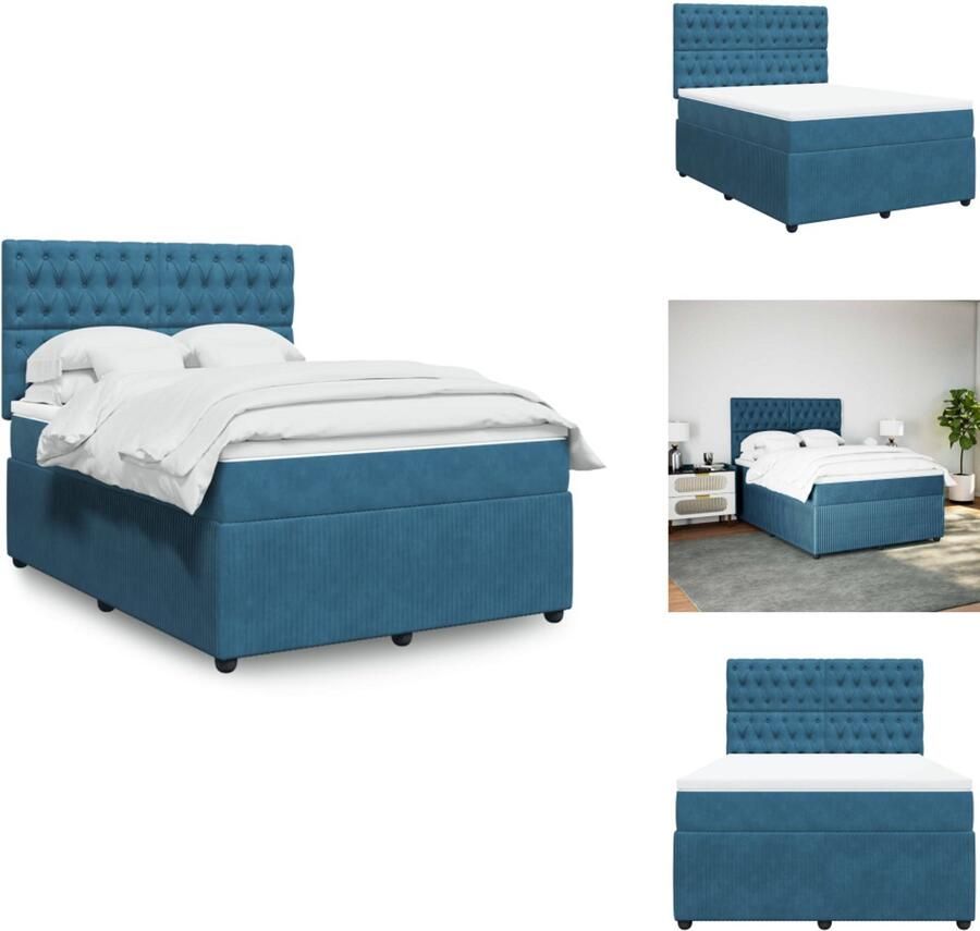 VidaXL Boxspringbed Boxspringbedden Boxspring Bed Boxspring met matras fluweel donkerblauw 160x200 cm