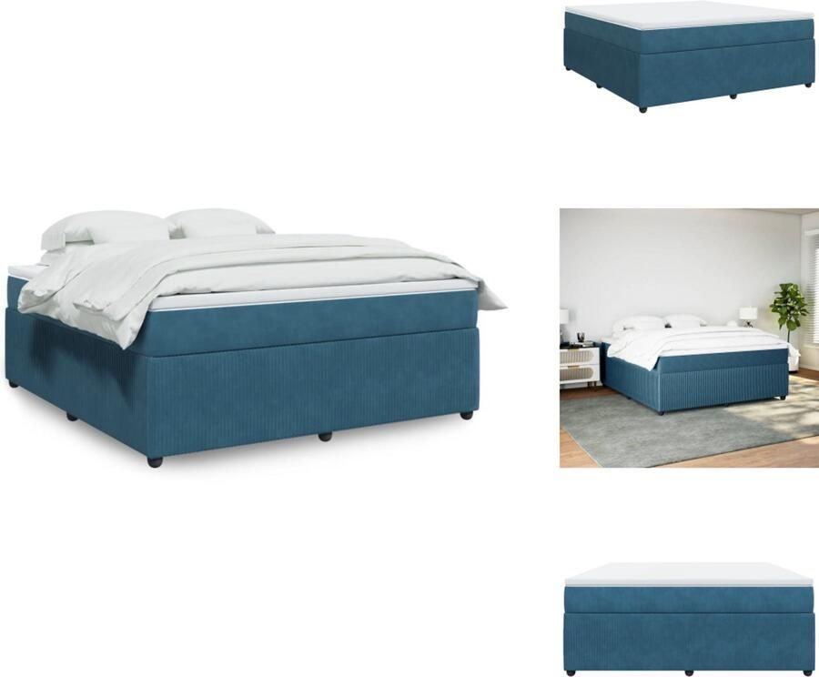 VidaXL Boxspringbed Boxspringbedden Boxspring Bed Boxspring met matras fluweel donkerblauw 180x200 cm