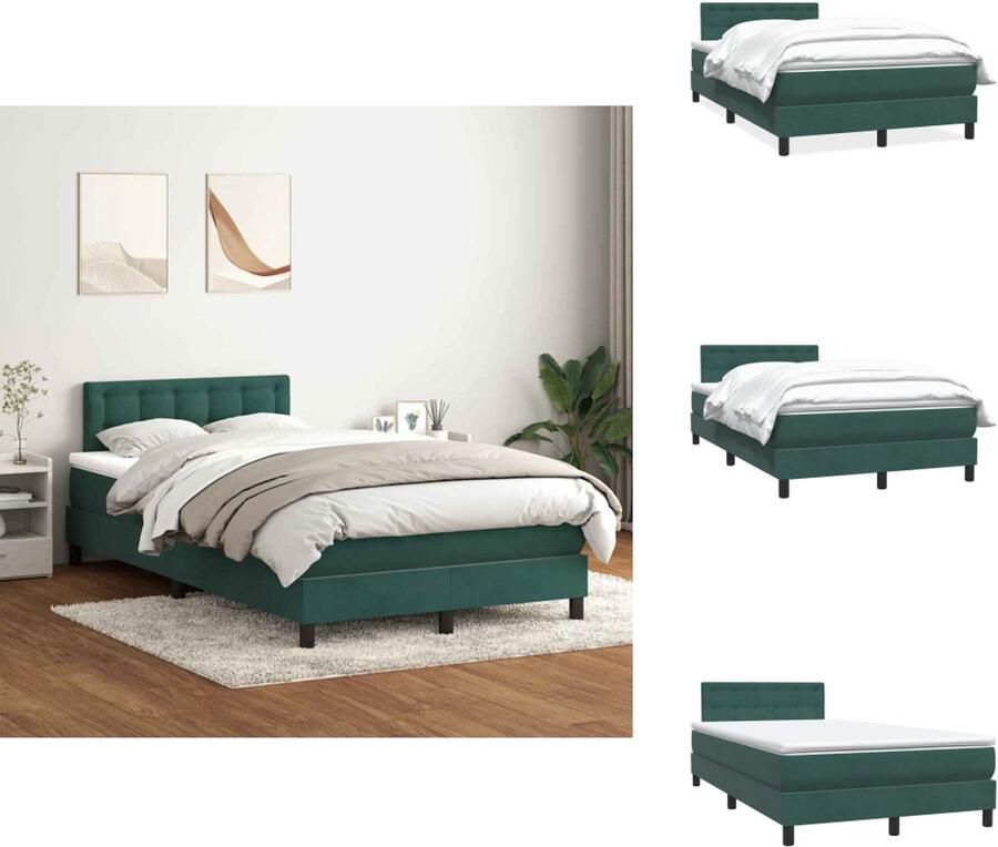 VidaXL Boxspringbed Boxspringbedden Boxspring Bed Boxspring met matras fluweel donkergroen 120x210 cm