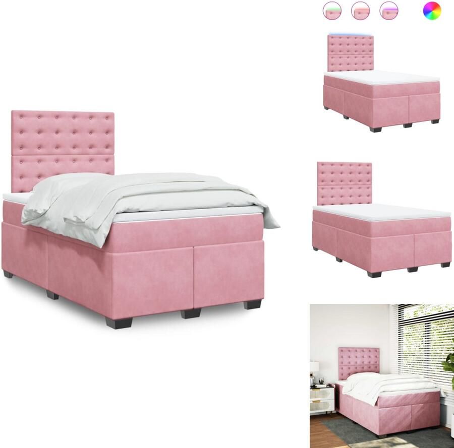 VidaXL Boxspringbed Boxspringbedden Boxspring Bed Boxspring met matras fluweel roze 120x200 cm