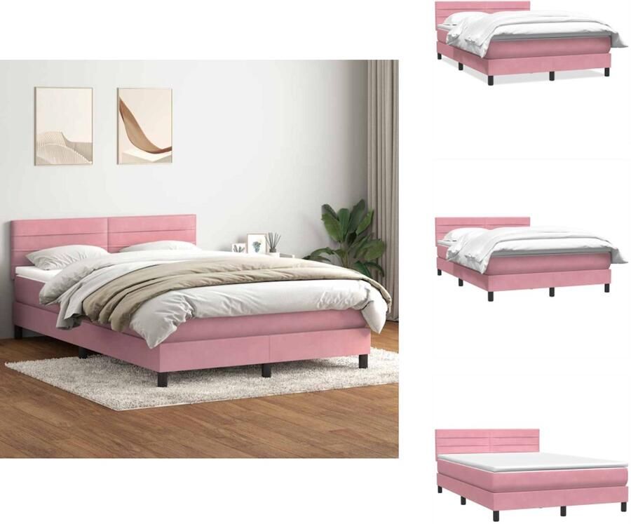 VidaXL Boxspringbed Boxspringbedden Boxspring Bed Boxspring met matras fluweel roze 140x210 cm