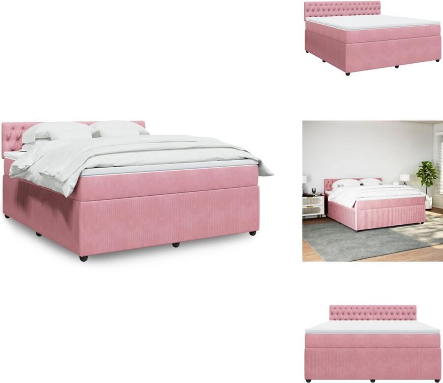 VidaXL Boxspringbed Boxspringbedden Boxspring Bed Boxspring met matras fluweel roze 180x200 cm