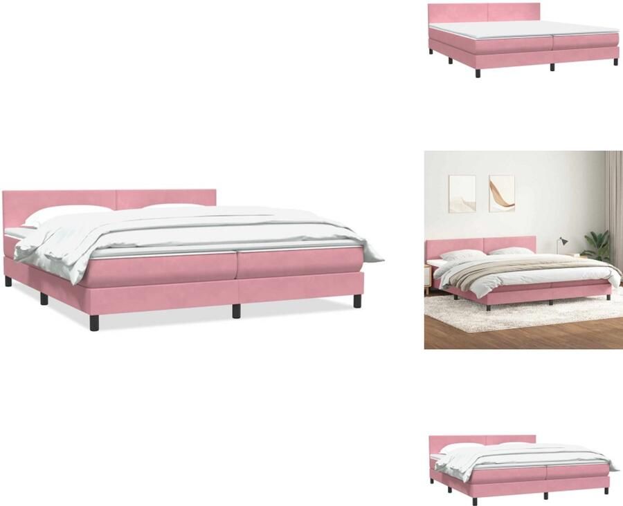 VidaXL Boxspringbed Boxspringbedden Boxspring Bed Boxspring met matras fluweel roze 180x220 cm