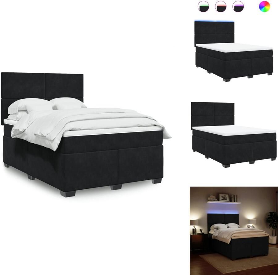 VidaXL Boxspringbed Boxspringbedden Boxspring Bed Boxspring met matras fluweel zwart 140x200 cm - Foto 2