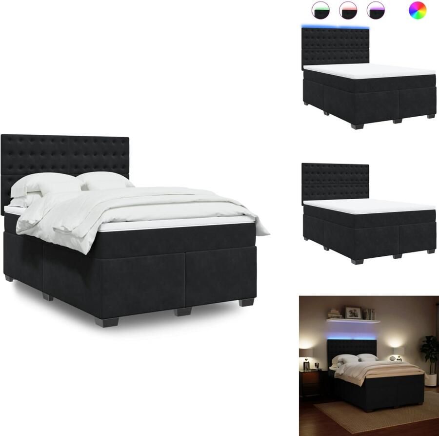 VidaXL Boxspringbed Boxspringbedden Boxspring Bed Boxspring met matras fluweel zwart 140x200 cm