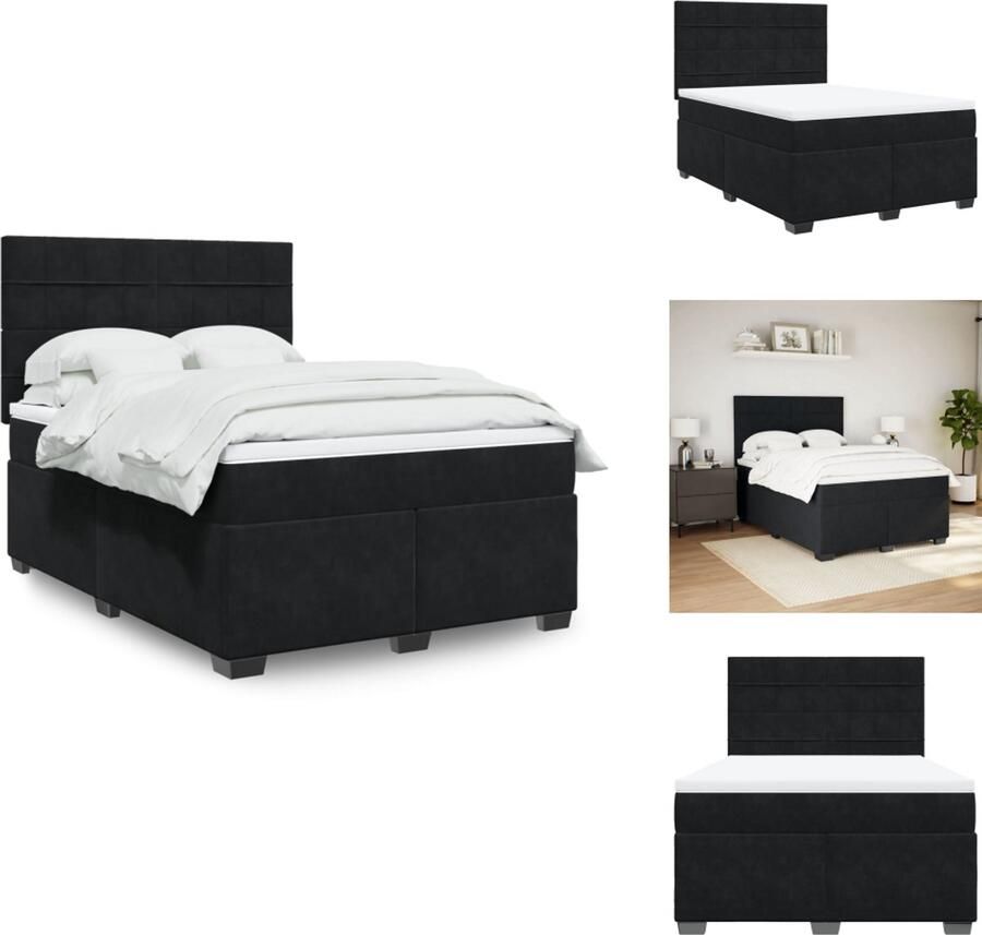 VidaXL Boxspringbed Boxspringbedden Boxspring Bed Boxspring met matras fluweel zwart 140x200 cm
