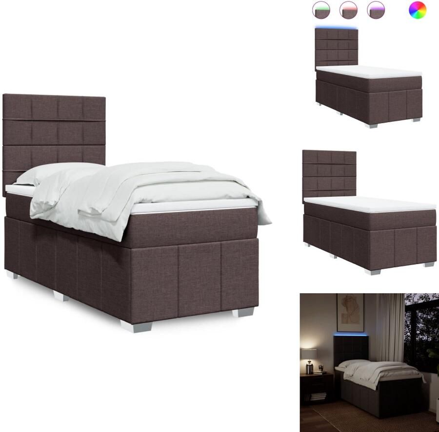VidaXL Boxspringbed Boxspringbedden Boxspring Bed Boxspring met matras stof donkerbruin 90x190 cm