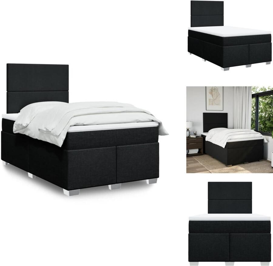 VidaXL Boxspringbed Boxspringbedden Boxspring Bed Boxspring met matras stof zwart 120x190 cm