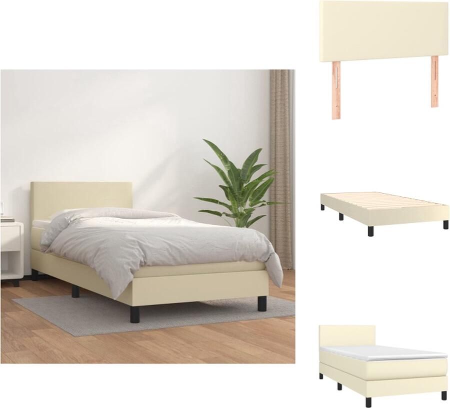 VidaXL Boxspring Boxsprings Bed Slaapmeubel Boxspring met matras kunstleer crèmekleurig 100x200 cm