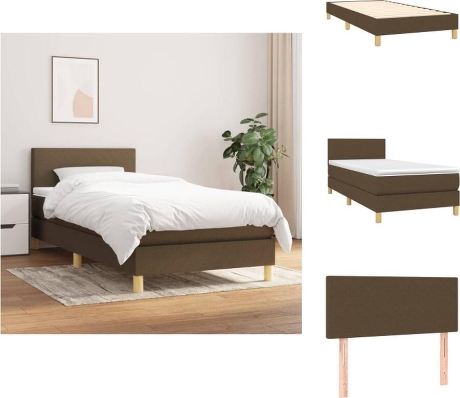 VidaXL Bedframe Donkerbruin 203 x 80 x 78 88 cm Pocketvering matras Biedt maximale ontspanning Verstelbaar hoofdbord Middelharde ondersteuning Huidvriendelijk topmatras Inclusief montagehandleiding Bed - Foto 2
