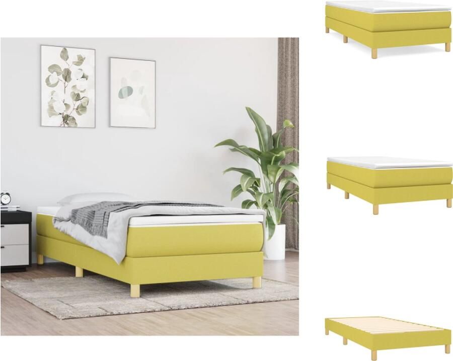 VidaXL Boxspringbed Groen Stof (100% polyester) 203 x 100 x 78 88 cm (L x B x H) Pocketvering matras Middelharde ondersteuning Huidvriendelijk topmatras Inclusief montagehandleiding Bed - Foto 2