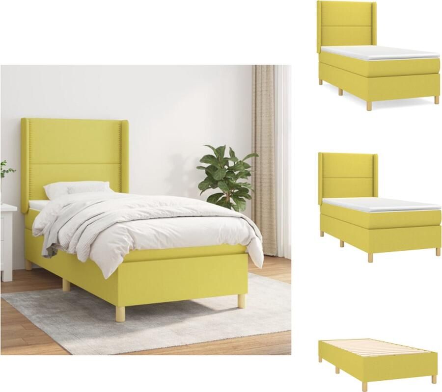 VidaXL Boxspringbed Groen 203 x 103 x 118 128 cm Pocketvering matras Bed