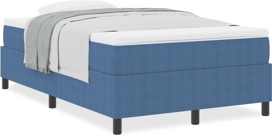 VidaXL Boxspring bed Blauw en Wit 203 x 120 x 60 cm Katoenen stof - Foto 2