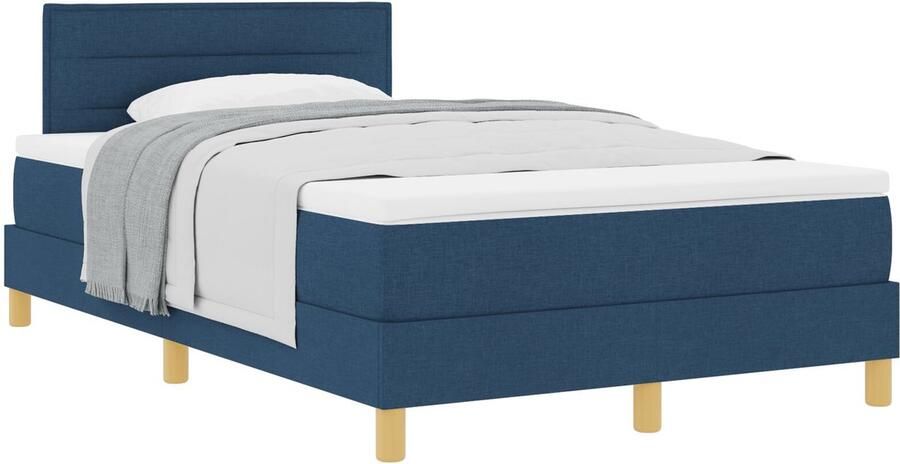 VidaXL Boxspringbed met matras met matras Blauw 120 x 200 cm Stof - Foto 2