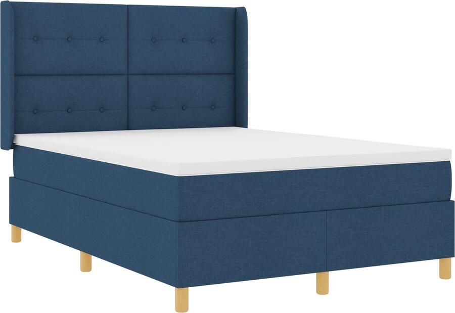 VidaXL Boxspring Bed met Matras & LED Blauw 160x200 cm Stof