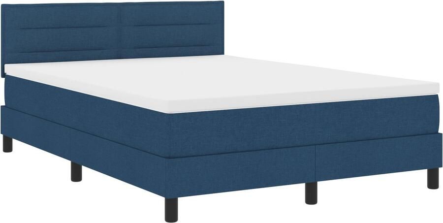 VidaXL Boxspring Bed met Matras Blauw 140x200 cm Stof