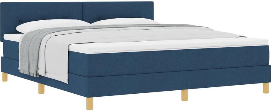 VidaXL Boxspringbed met matras met matras Blauw 180 x 200 cm Stof - Foto 2