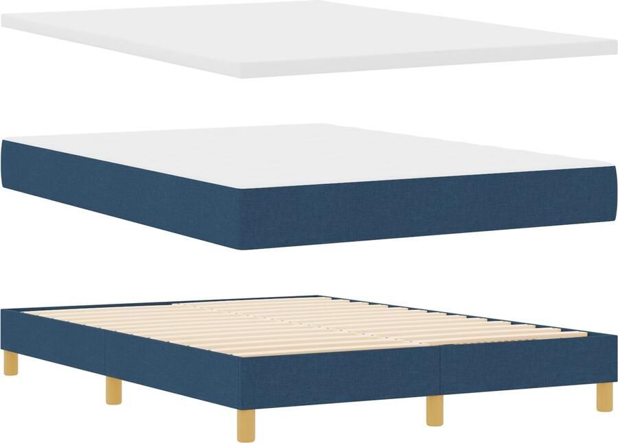 VidaXL Boxspringbed met matras met hoofdeinde Blauw 140 x 190 cm Stof