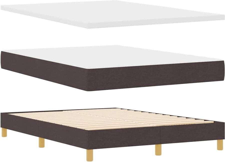 VidaXL Boxspringbed met Matras Crème 90x200 cm Stof Donkerbruin