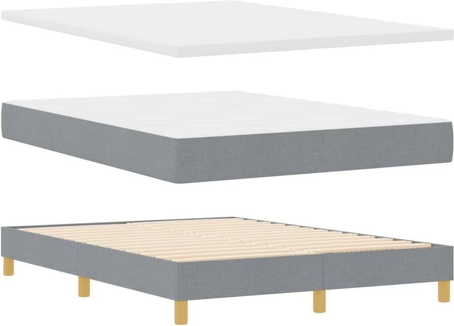 VidaXL Boxspringbed met Matras Crème 90x200 cm Stof Lichtgrijs