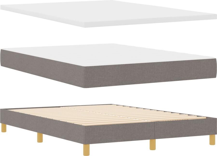 VidaXL Boxspring Bed met Matras Taupe 140x190 cm Stof