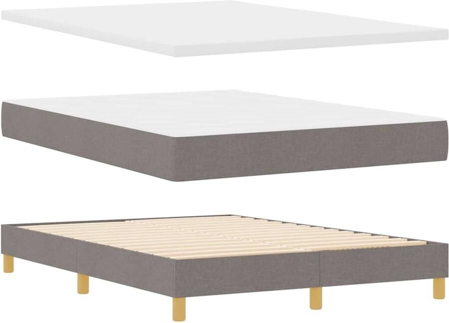 VidaXL Boxspringbed met Matras Crème 90x200 cm Stof Taupe 140 x 200 cm