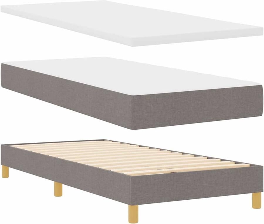 VidaXL Boxspringbed met Matras Crème 90x200 cm Stof Taupe 80 x 200 cm