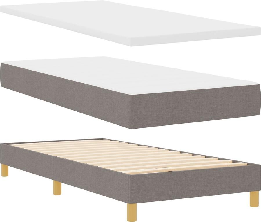 VidaXL Boxspringbed met matras met hoofdeinde Taupe 90 x 200 cm Stof