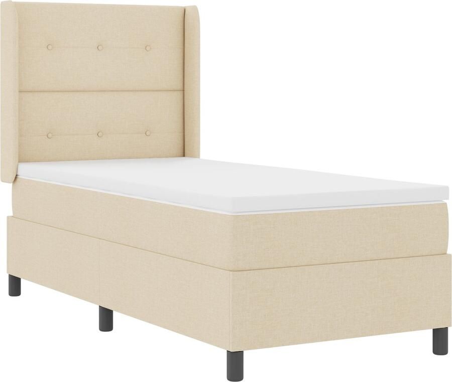 VidaXL Boxspring Bed met Matras Taupe 80x200 cm Stof Set van 5 Crème