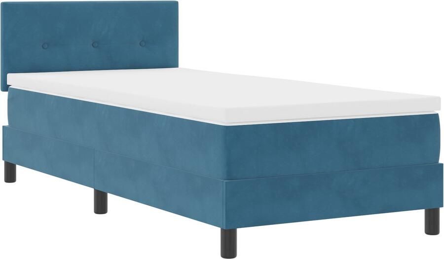 VidaXL Boxspringbed met Matras met matras Donkerblauw 90 x 200 cm Stof - Foto 4