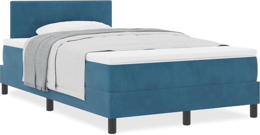 VidaXL Boxspring Bed met Matras Donkerblauw 120x200 cm Fluweel